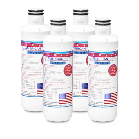 American Filter Co AFC-RF-L8 Refrigerator Water and Ice Filter compatible with ADQ74793502, 4PK ADQ74793502-AFC-RF-L8-4-93765